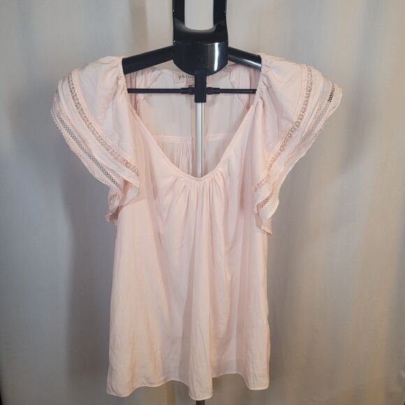 Pale Pink Blouse with Flutter Sleeves by Philosophy - Picture 1 of 8